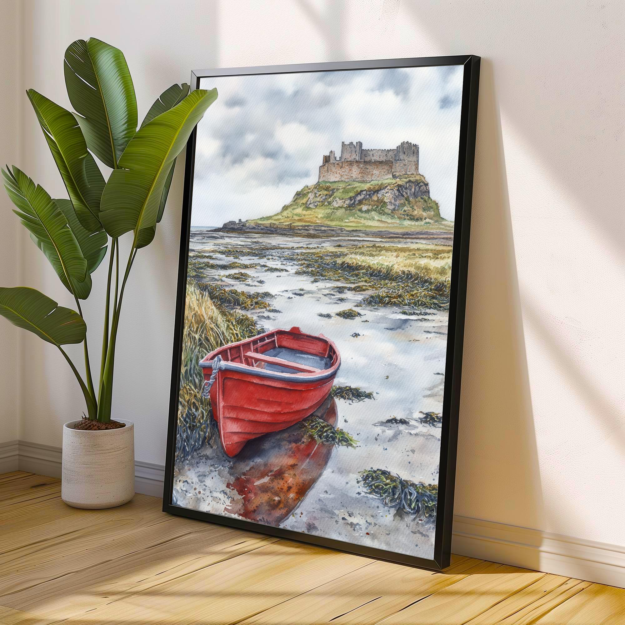 Lindisfarne Castle Watercolor Painting Northumberland Castle Art Lindisfarne Print Scenic Coastal Decor Gift for UK Lovers