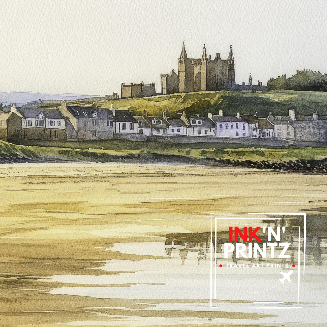 St Andrews Fife Watercolor Painting Scotland Coastal Art St Andrews Print Scenic Seaside Decor Gift for Scotland Lovers