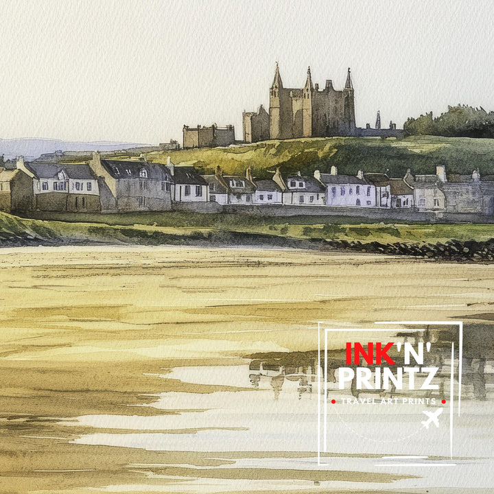 St Andrews Fife Watercolor Painting Scotland Coastal Art St Andrews Print Scenic Seaside Decor Gift for Scotland Lovers