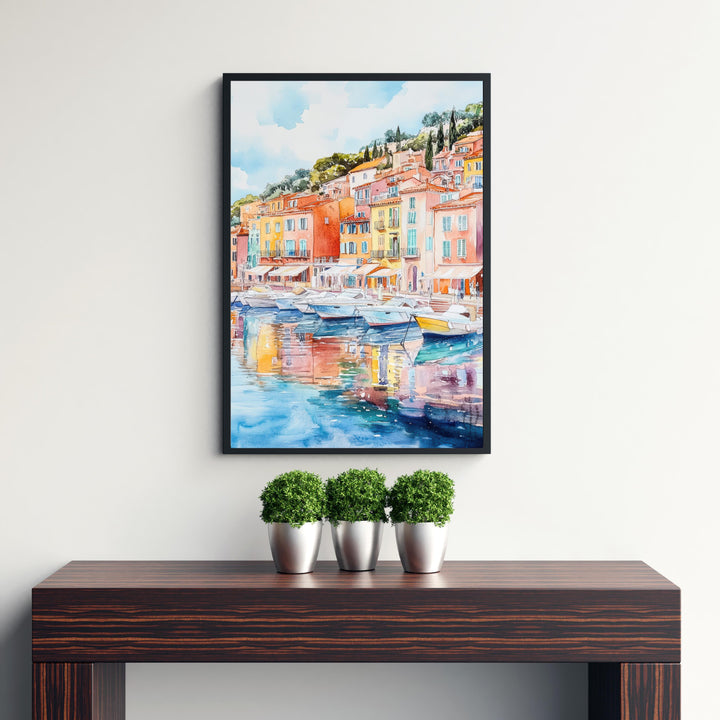 Villefranche-sur-Mer Watercolor Painting French Riviera Art Villefranche Print Scenic Seaside Village Decor Gift for France Lovers