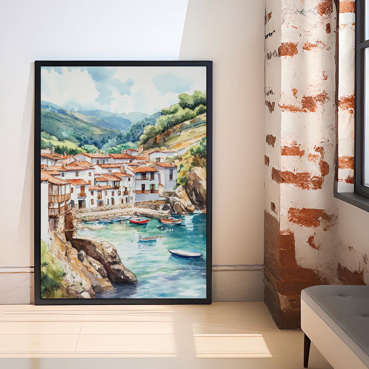 Basque Country Watercolor Painting Spain Art Basque Country Print Scenic Seaside Landscape Decor Gift for Spain Lovers