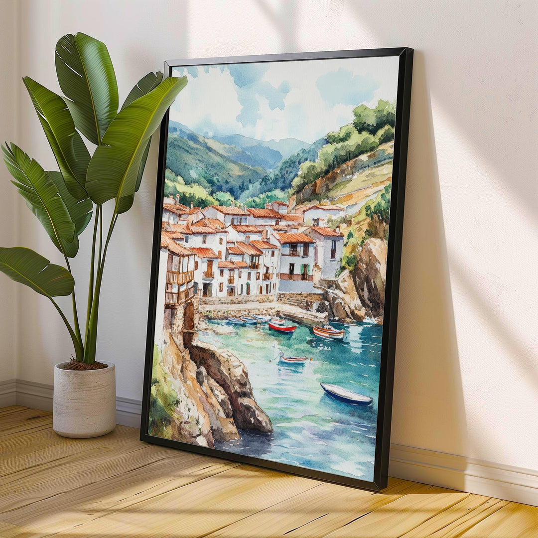 Basque Country Watercolor Painting Spain Art Basque Country Print Scenic Seaside Landscape Decor Gift for Spain Lovers