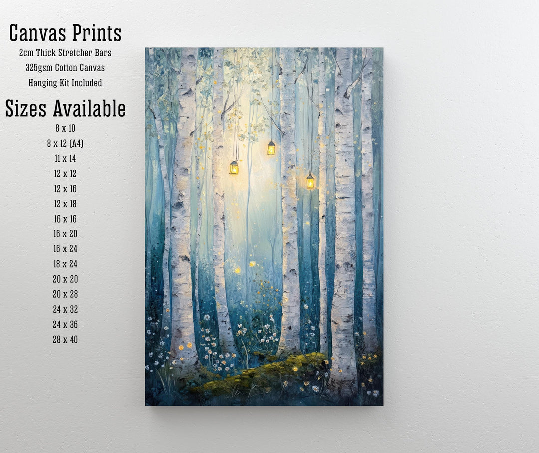 Enchanted Fairy Birch Grove Poster Cottagecore Decor Dark Academia Art Enchanted Forest Illustration Vintage Nature Wall Art