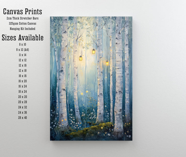 Enchanted Fairy Birch Grove Poster Cottagecore Decor Dark Academia Art Enchanted Forest Illustration Vintage Nature Wall Art