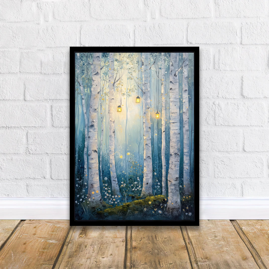 Enchanted Fairy Birch Grove Poster Cottagecore Decor Dark Academia Art Enchanted Forest Illustration Vintage Nature Wall Art
