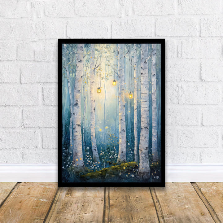 Enchanted Fairy Birch Grove Poster Cottagecore Decor Dark Academia Art Enchanted Forest Illustration Vintage Nature Wall Art