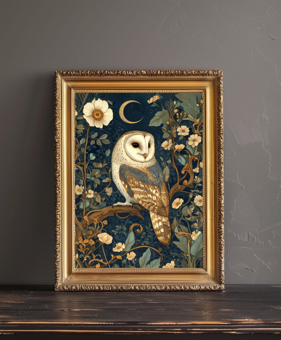 William Morris Barn Owl Poster Cottagecore Decor Dark Academia Art Vintage Wildlife Illustration Rustic Aesthetic