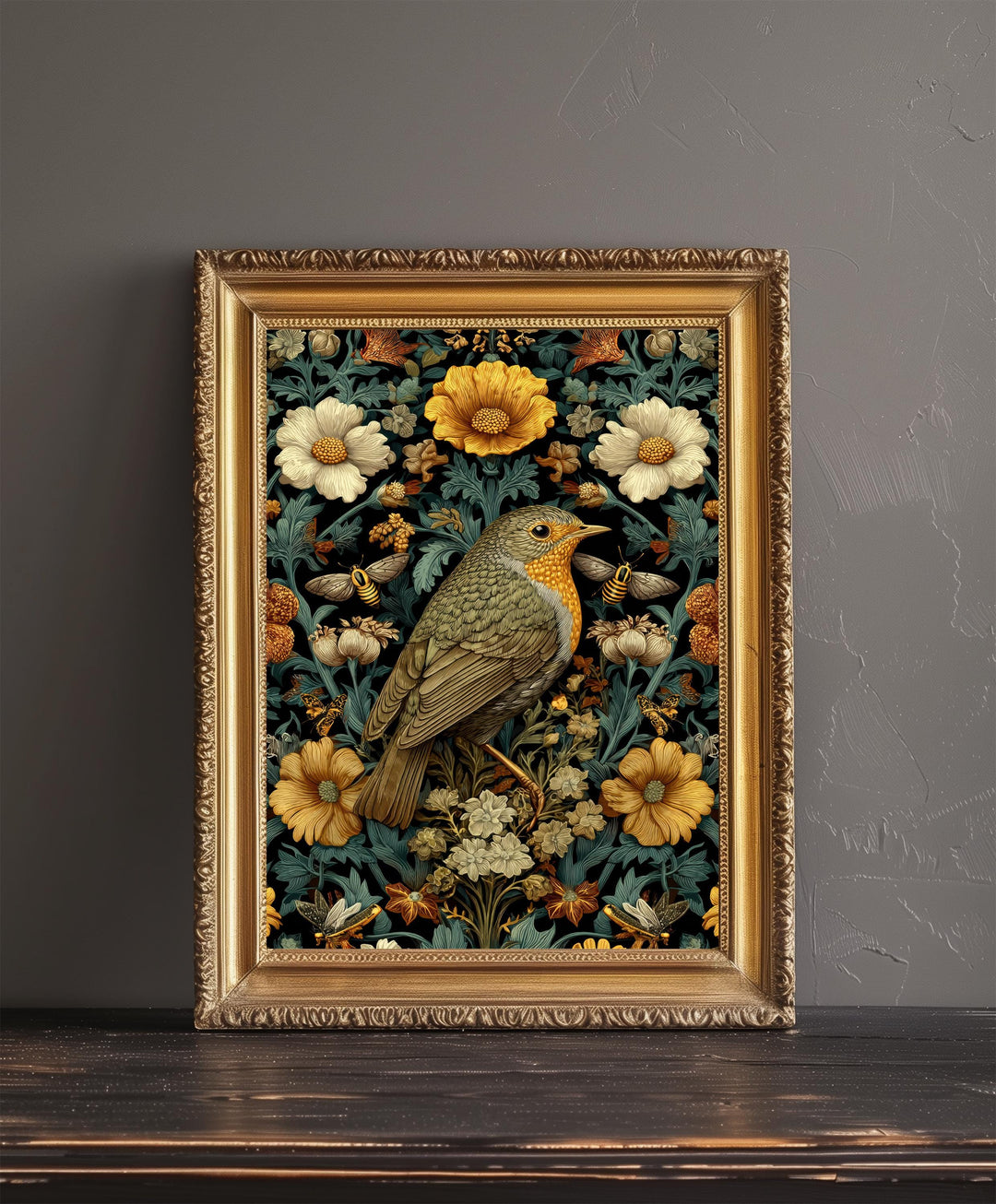 William Morris Birds and Butterflies Poster Cottagecore Decor Dark Academia Art Vintage Wildlife Illustration Rustic Aesthetic