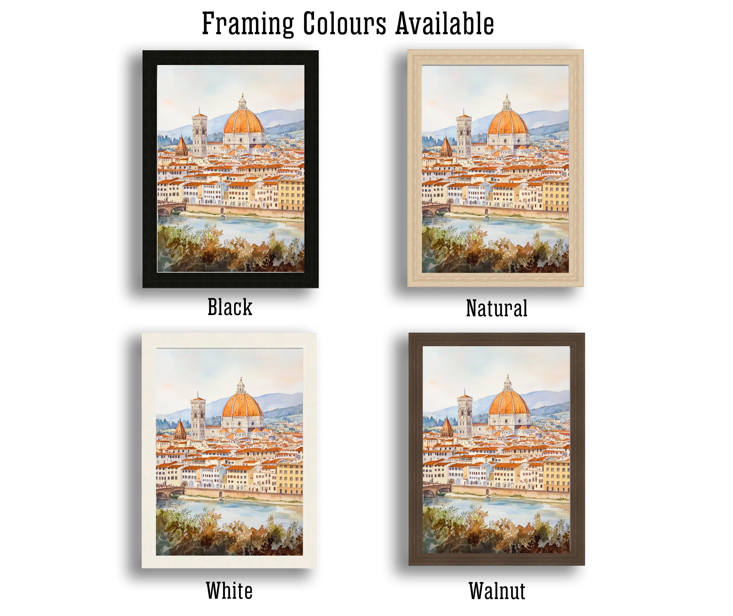 Florence Watercolor Painting Italian City Art Florence Print Scenic Tuscan Decor