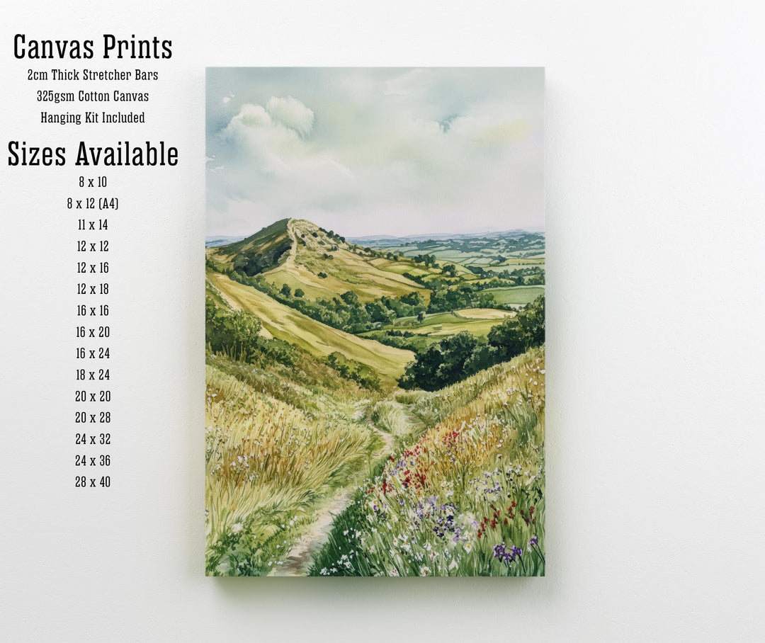 Malvern Hills Watercolor Painting UK Landscape Art Malvern Hills Print Scenic Countryside Decor Gift for Nature Lovers