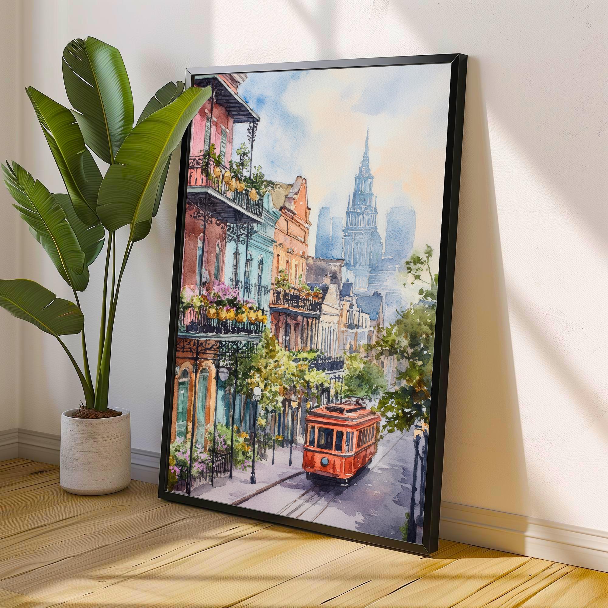 New Orleans Watercolor Painting Louisiana City Art New Orleans Print Scenic French Quarter Decor Gift for New Orleans Lovers