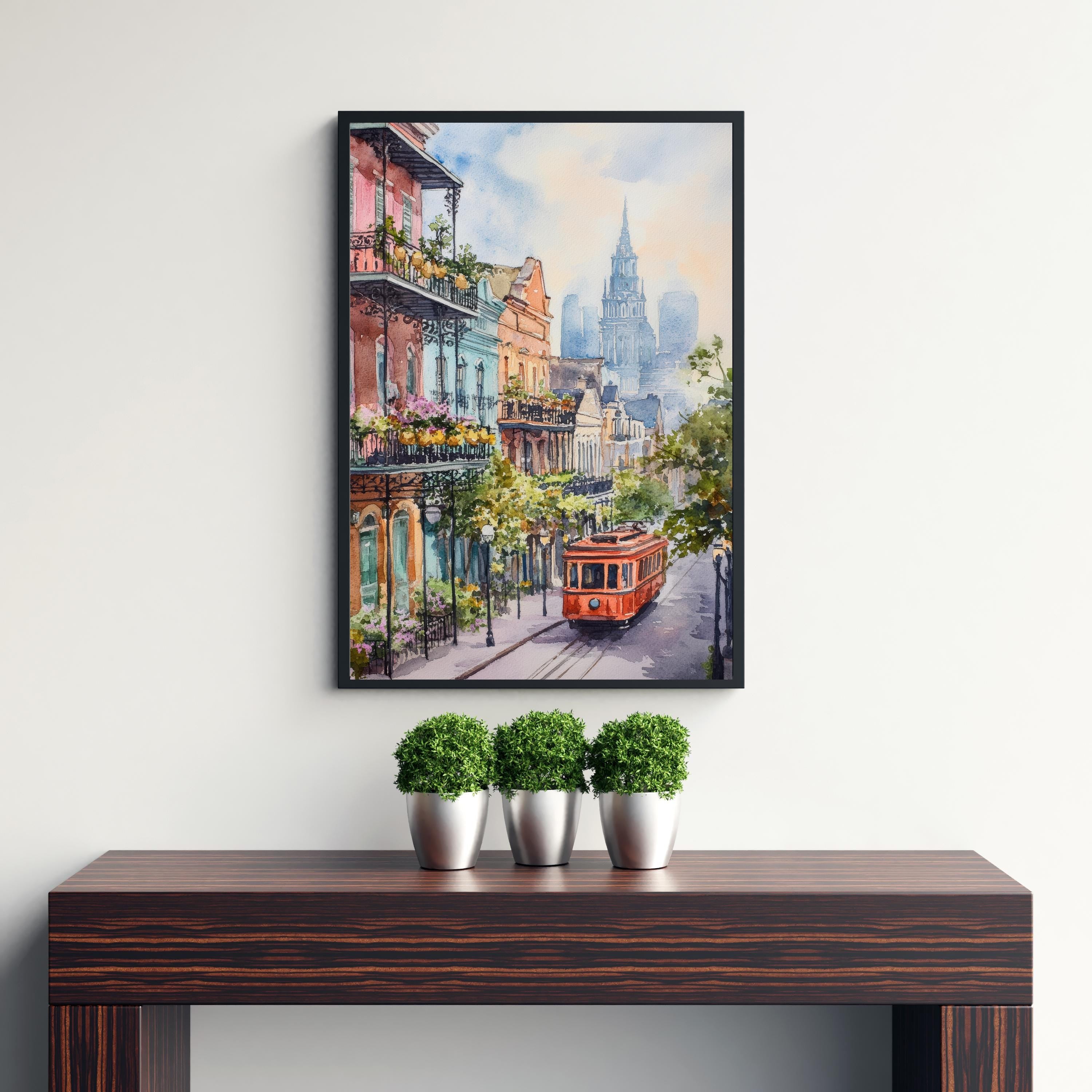 New Orleans Watercolor Painting Louisiana City Art New Orleans Print Scenic French Quarter Decor Gift for New Orleans Lovers