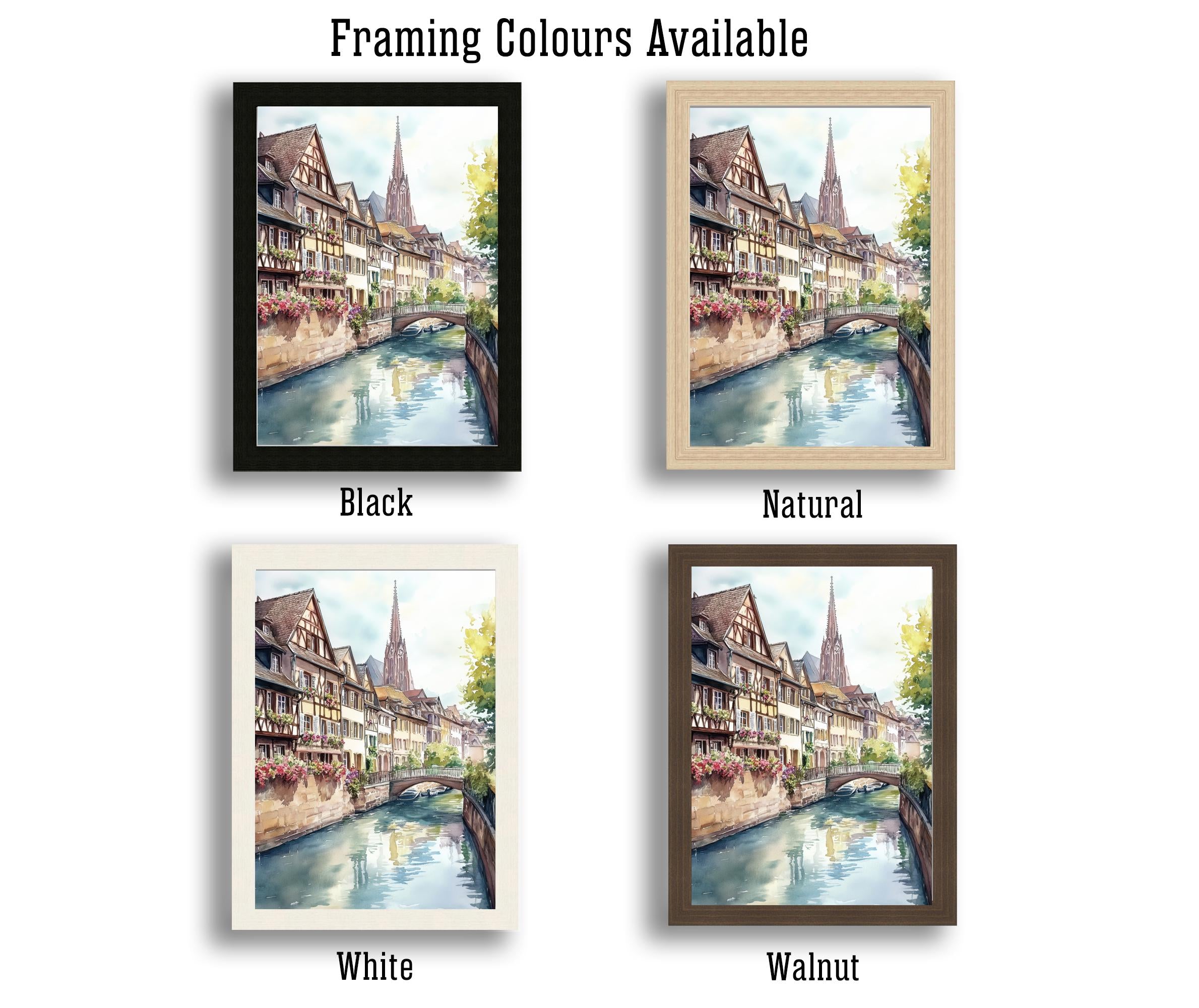 Strasbourg Watercolor Painting France City Art Strasbourg Print Scenic Alsace Decor Gift for France Lovers