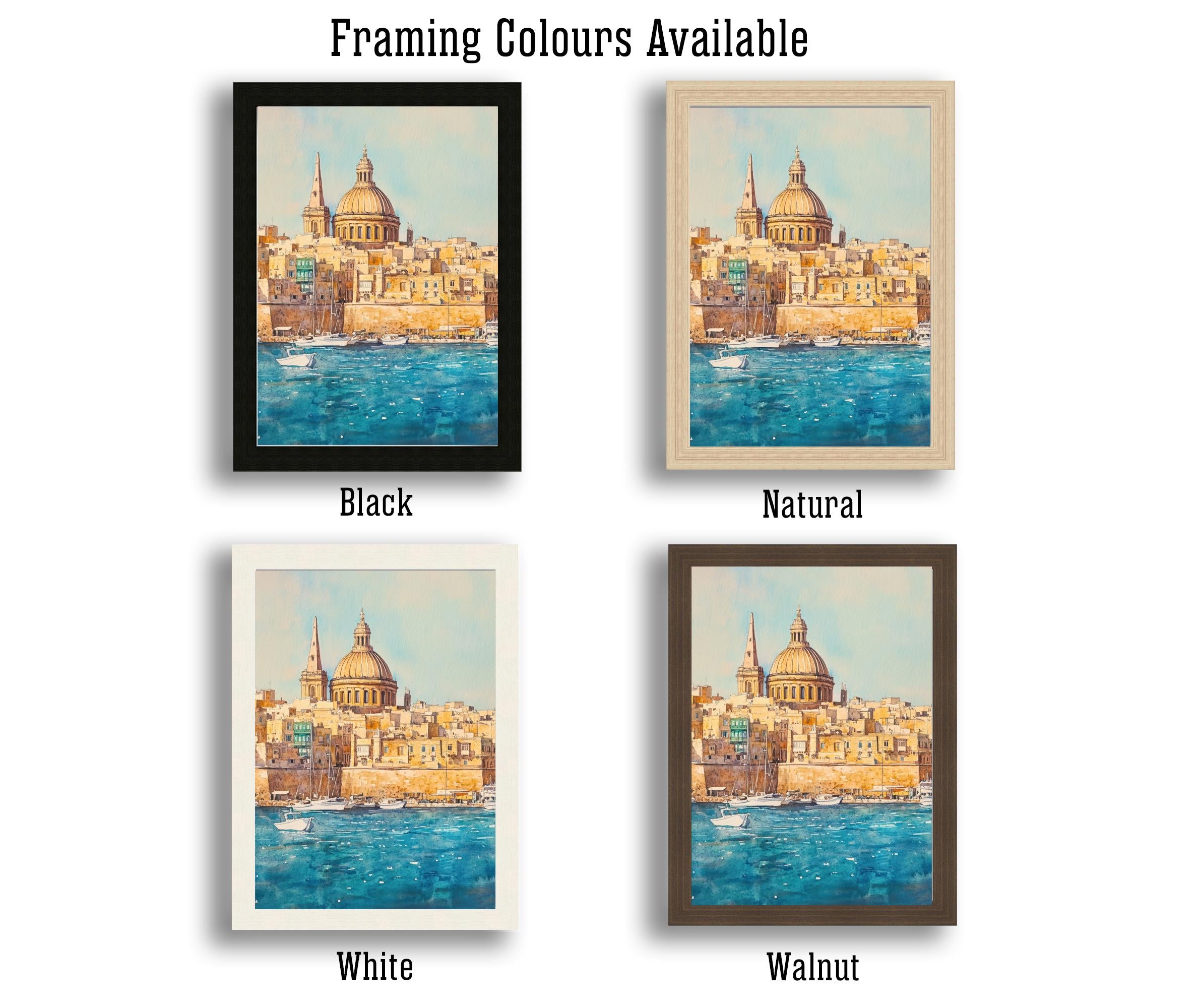 Valletta Malta Watercolor Painting Mediterranean City Art Valletta Print Scenic Malta Decor Gift for Malta Lovers