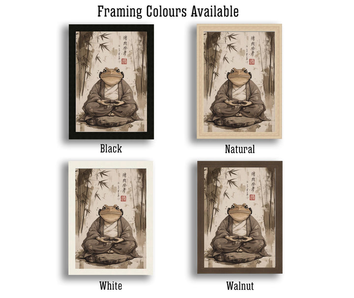 Japanese Meditating Toad Art Print Whimsical Poster Ukiyo-e Style Amphibian Wall Art for Cozy Homes Zen Decor and Nature Inspired Spaces