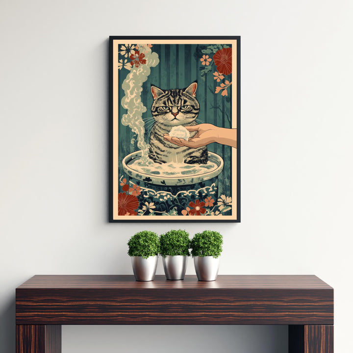 Grumpy Cat Japanese Art Print Whimsical Poster Ukiyo-e Style Cat Wall Art for Cozy Homes Funny Animal Decor and Cat Lover Spaces