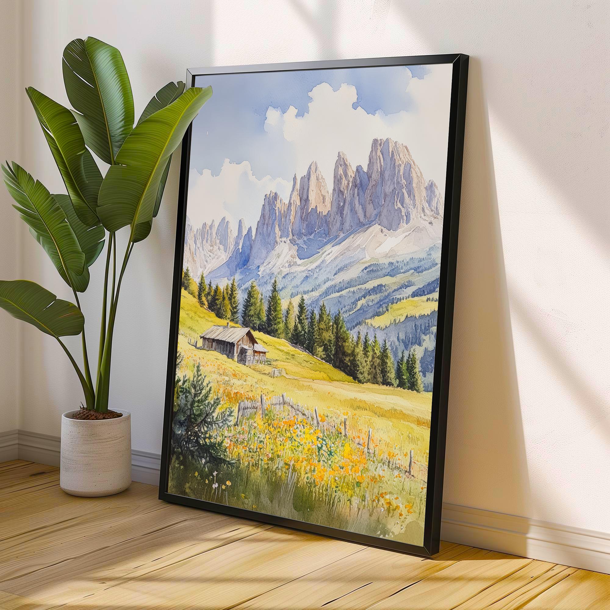 Dolomites Watercolor Painting Italian Alps Art Dolomites Print Scenic Mountain Decor