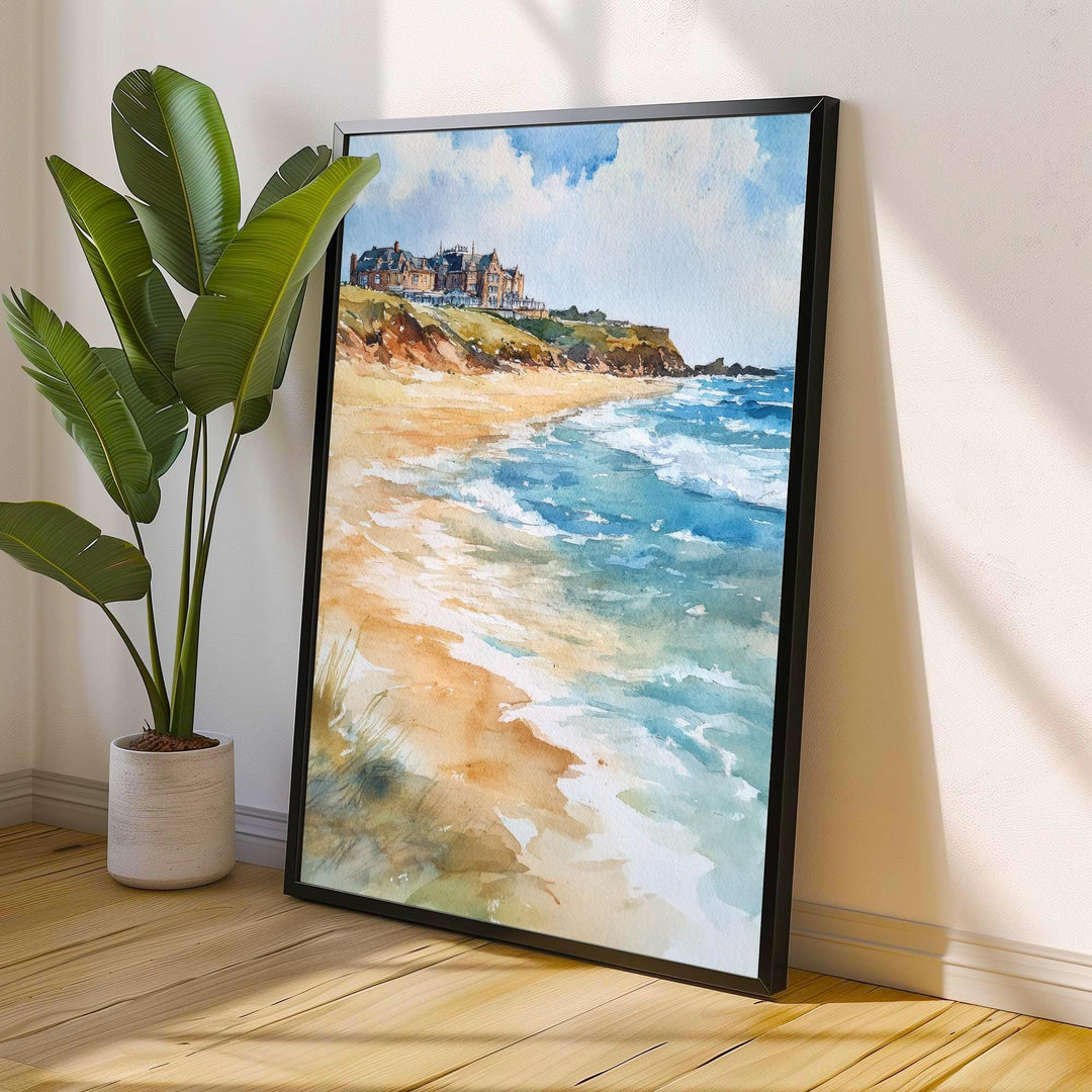 Fistral Beach Newquay Watercolor Painting Cornwall Beach Art Fistral Beach Print Scenic Seaside Decor
