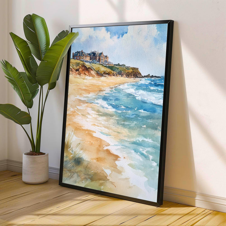 Fistral Beach Newquay Watercolor Painting Cornwall Beach Art Fistral Beach Print Scenic Seaside Decor
