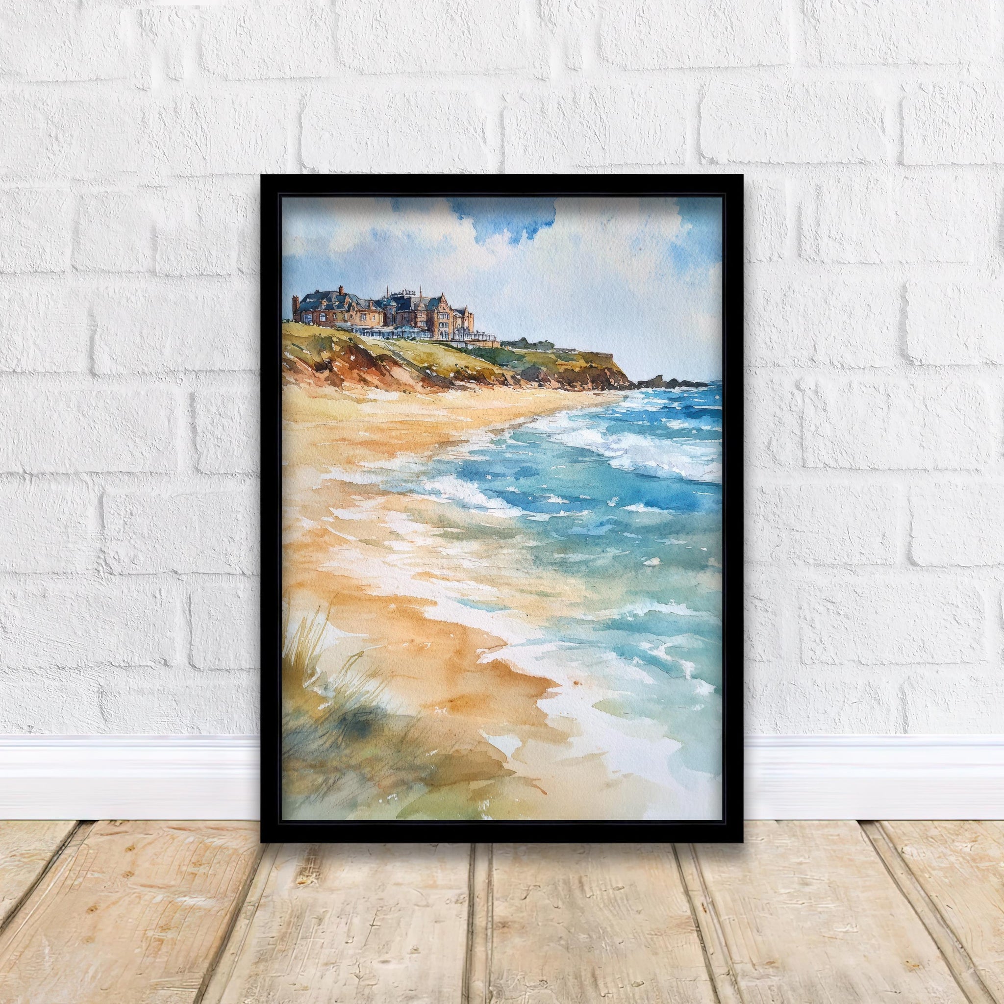 Fistral Beach Newquay Watercolor Painting Cornwall Beach Art Fistral Beach Print Scenic Seaside Decor