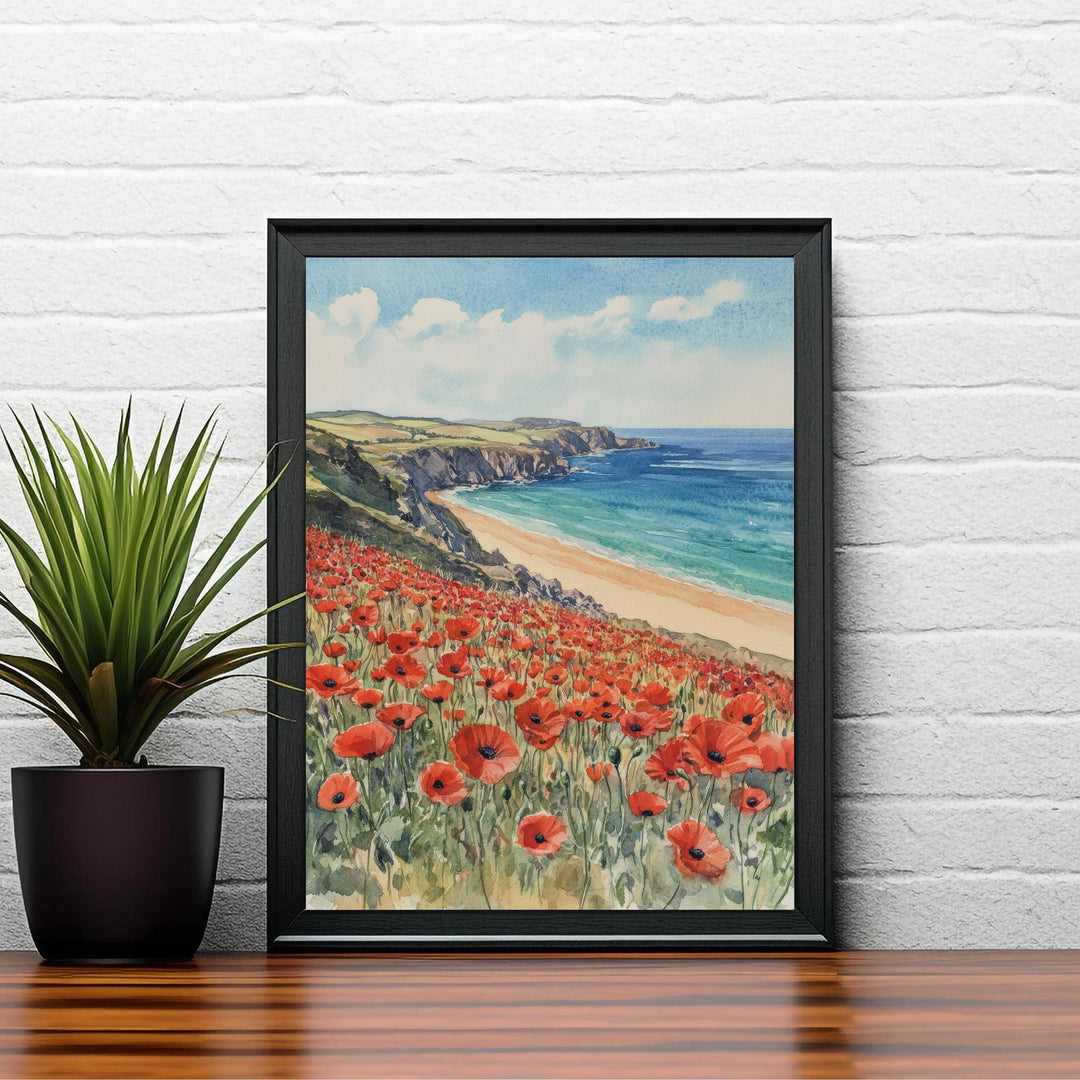 Polly Joke Cornwall Watercolor Painting Seaside Art Polly Joke Print Scenic Cornwall Beach Decor