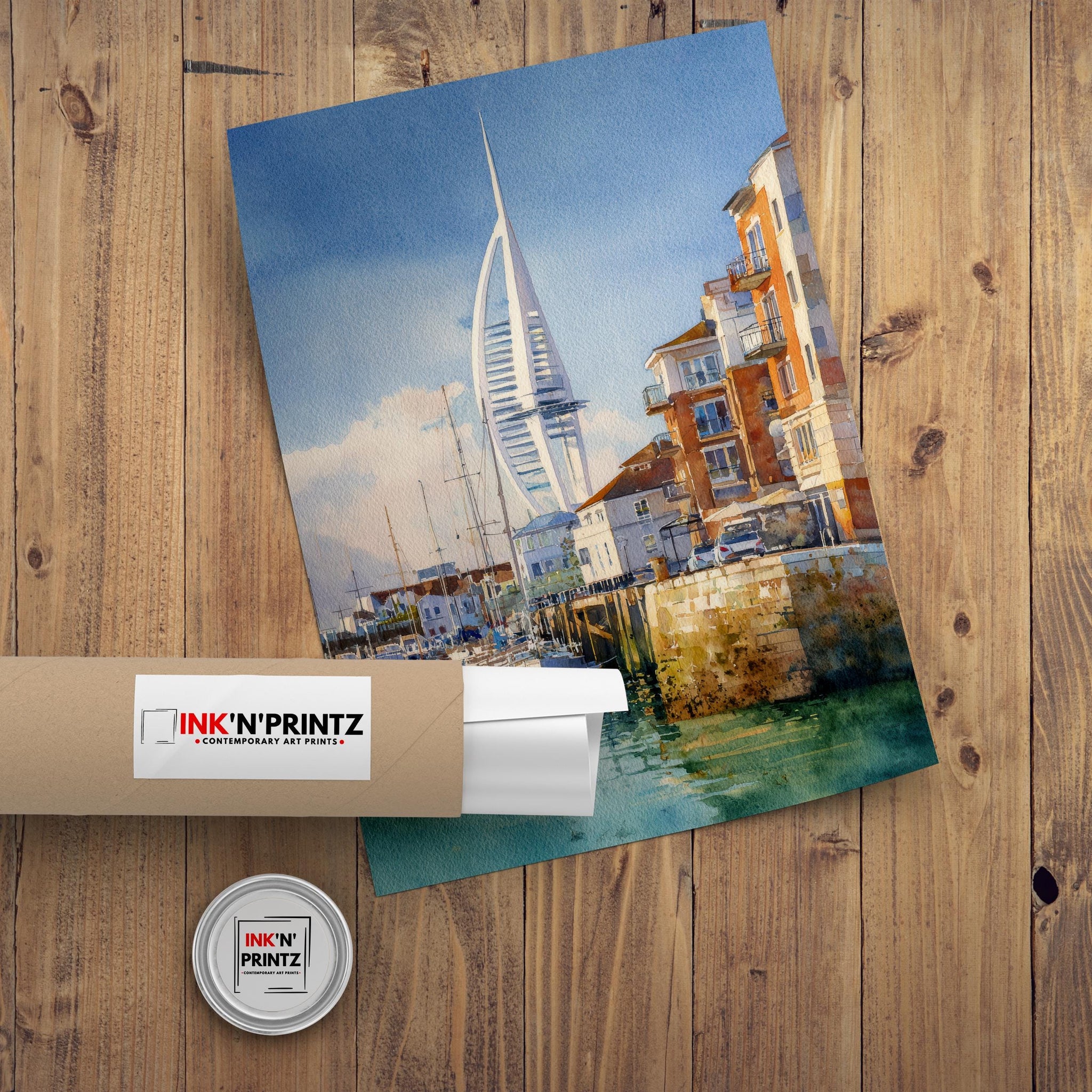 Portsmouth Watercolor Painting UK City Art Portsmouth Print Scenic Seaside Decor