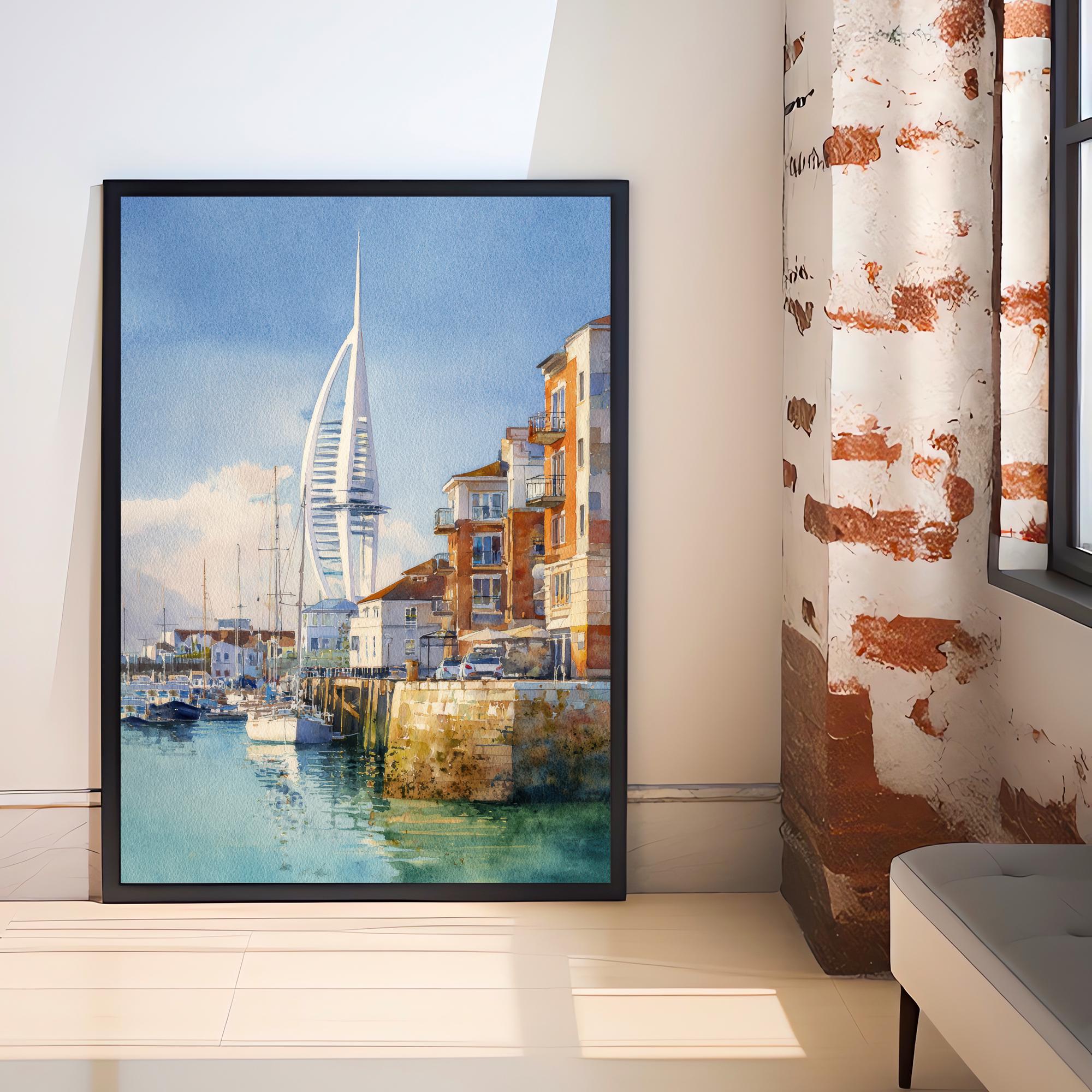 Portsmouth Watercolor Painting UK City Art Portsmouth Print Scenic Seaside Decor