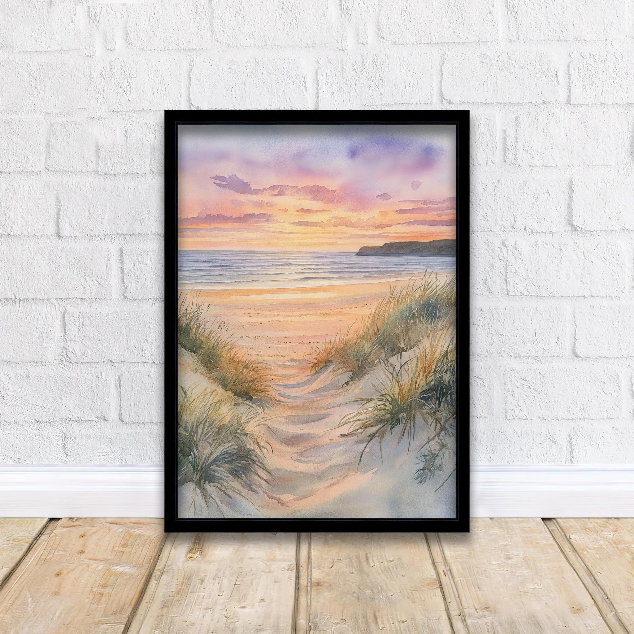 Saunton Sands Watercolor Painting North Devon Beach Art Saunton Sands Print Scenic Seaside Decor
