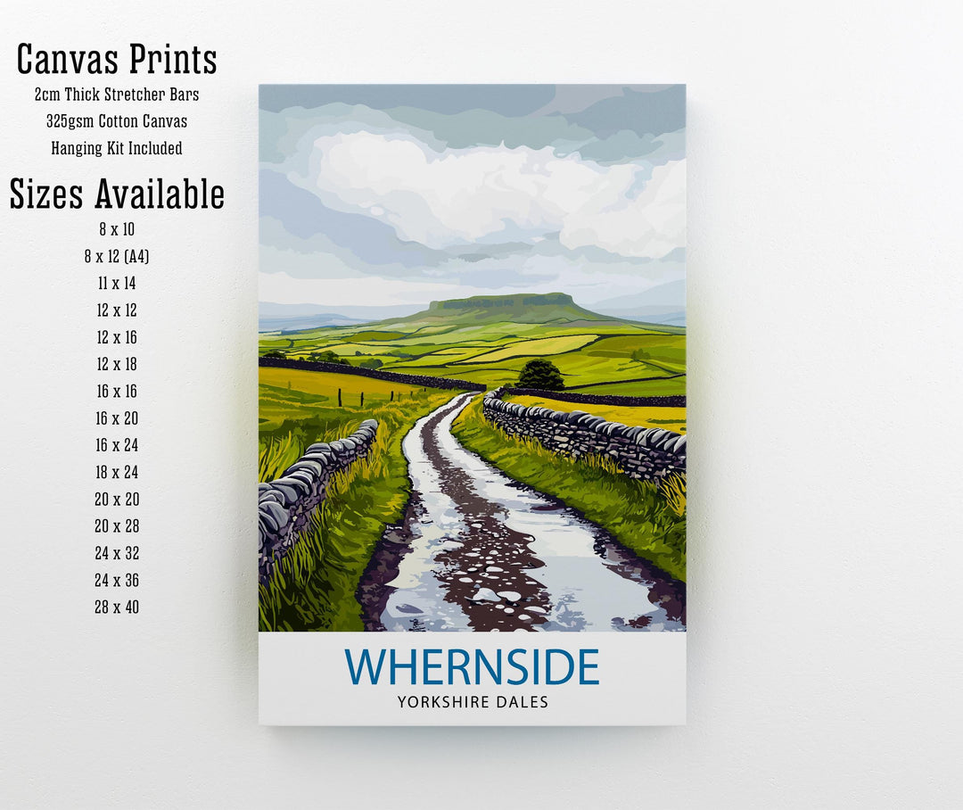 Whernside Travel Poster Yorkshire Dales Art Whernside Print Scenic Mountain Decor Gift for Hiking and Nature Lovers