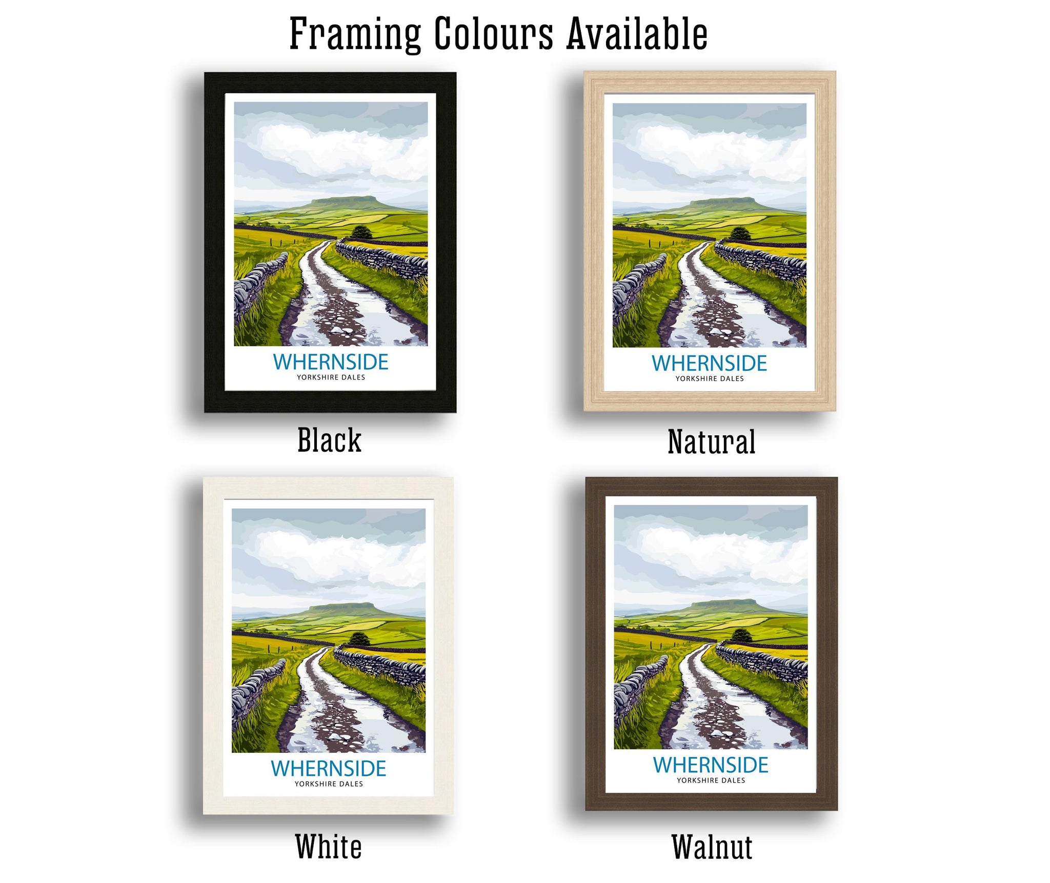 Whernside Travel Poster Yorkshire Dales Art Whernside Print Scenic Mountain Decor Gift for Hiking and Nature Lovers