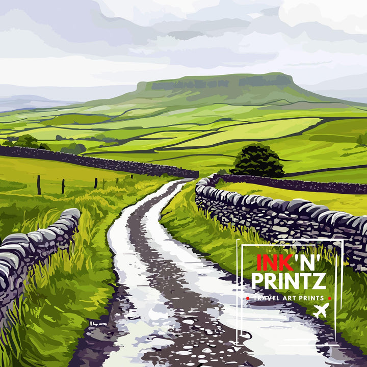 Whernside Travel Poster Yorkshire Dales Art Whernside Print Scenic Mountain Decor Gift for Hiking and Nature Lovers