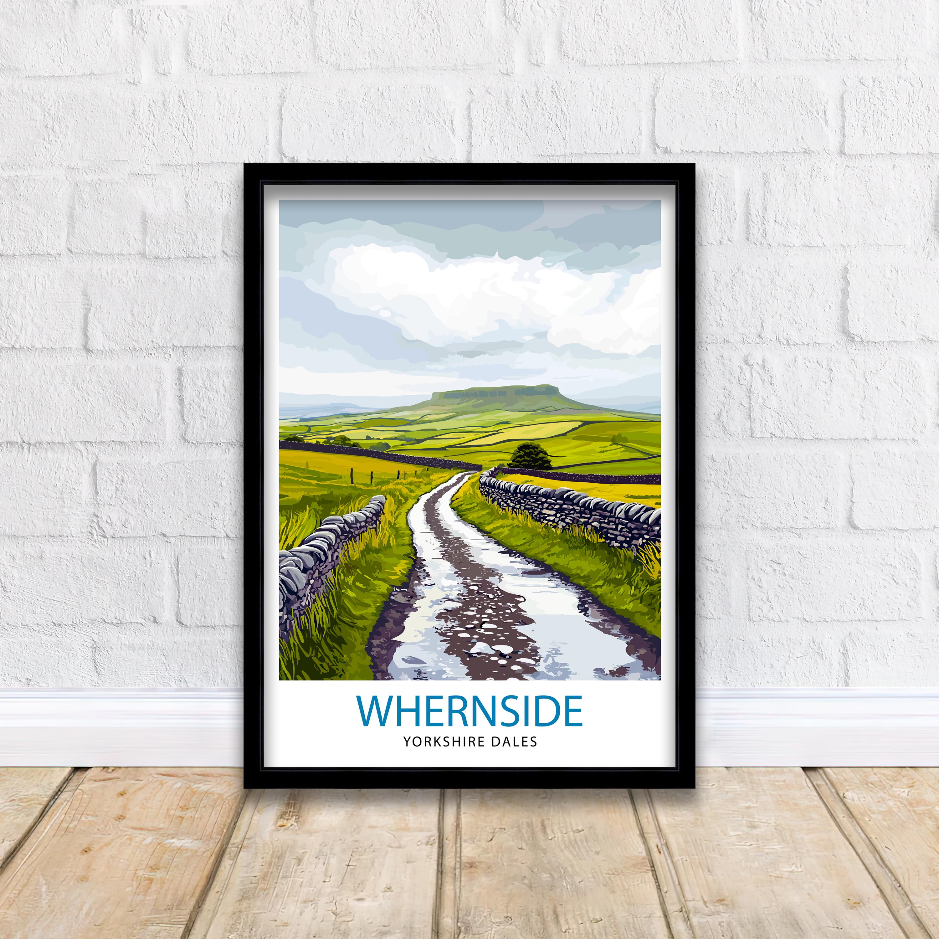 Whernside Travel Poster Yorkshire Dales Art Whernside Print Scenic Mountain Decor Gift for Hiking and Nature Lovers