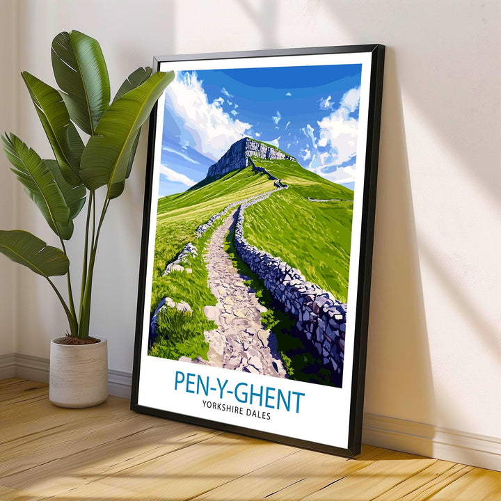 Pen Y Ghent Travel Poster Yorkshire Dales Art Pen Y Ghent Print Scenic Mountain Decor Gift for Hiking
