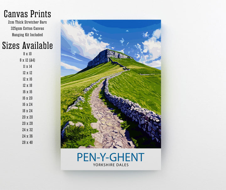 Pen Y Ghent Travel Poster Yorkshire Dales Art Pen Y Ghent Print Scenic Mountain Decor Gift for Hiking