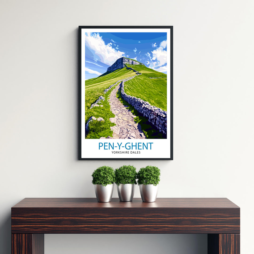 Pen Y Ghent Travel Poster Yorkshire Dales Art Pen Y Ghent Print Scenic Mountain Decor Gift for Hiking