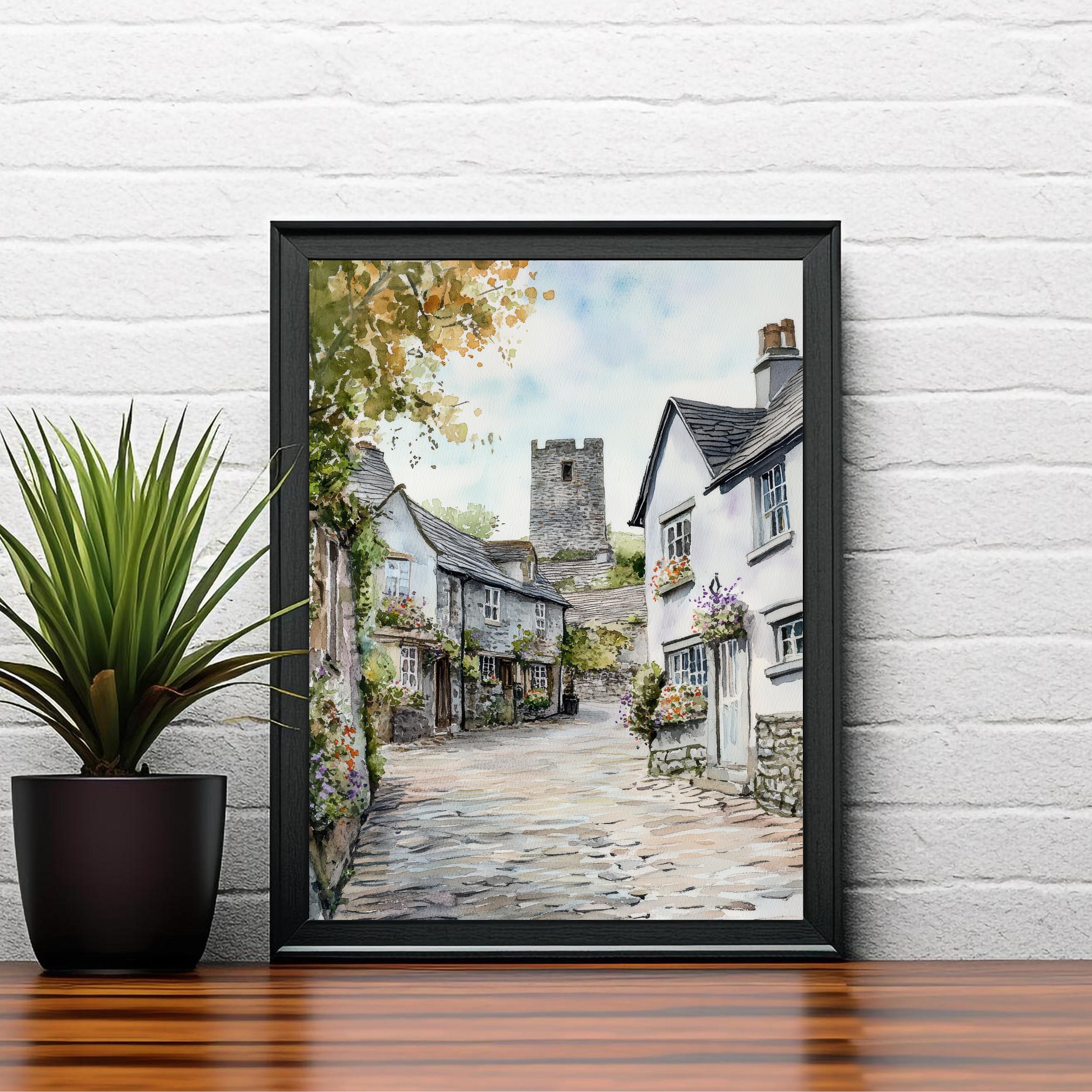 Cartmel Village Lake District Watercolor Painting Cartmel Print Scenic Village Decor Gift for Lake District Lovers