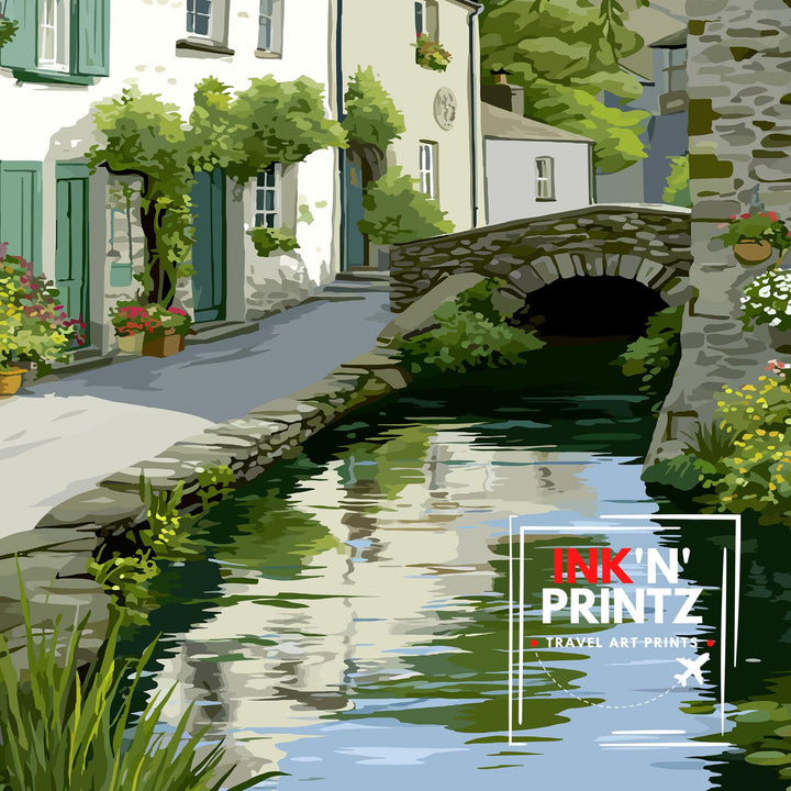 Cartmel Village Lake District Watercolor Painting Cartmel Print Scenic Village Decor Gift for Lake District Lovers