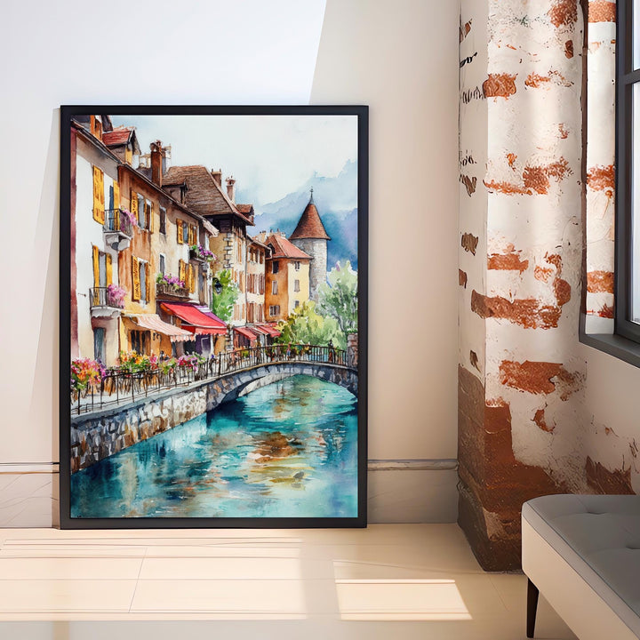 Annecy Watercolor Painting French Alps Art Annecy Print Scenic Lake Annecy Decor Gift for France Lovers