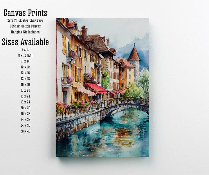 Annecy Watercolor Painting French Alps Art Annecy Print Scenic Lake Annecy Decor Gift for France Lovers