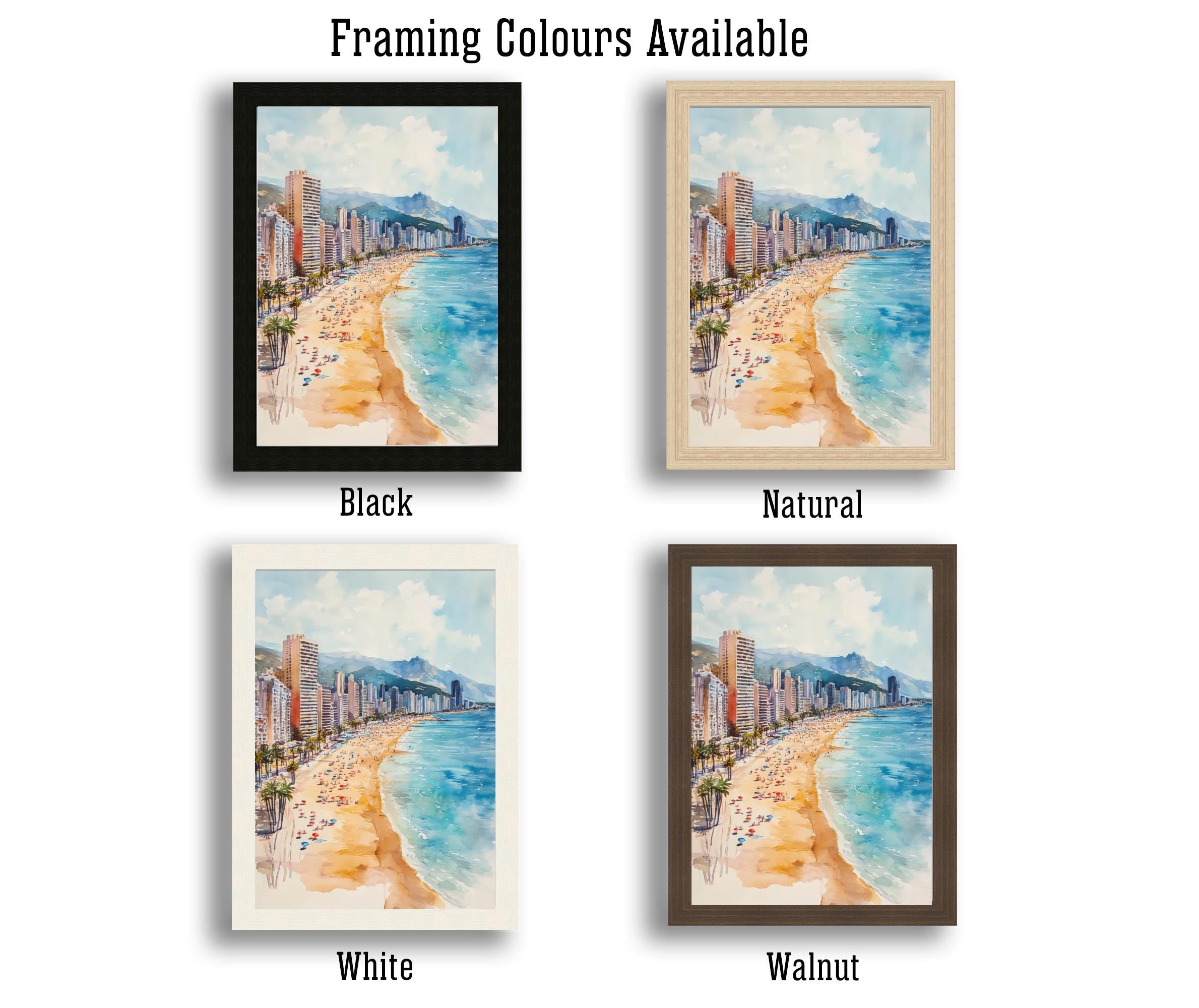 Benidorm Spain Watercolor Painting Spanish City Art Benidorm Print Scenic Beach Resort Decor Gift for Spain Lovers