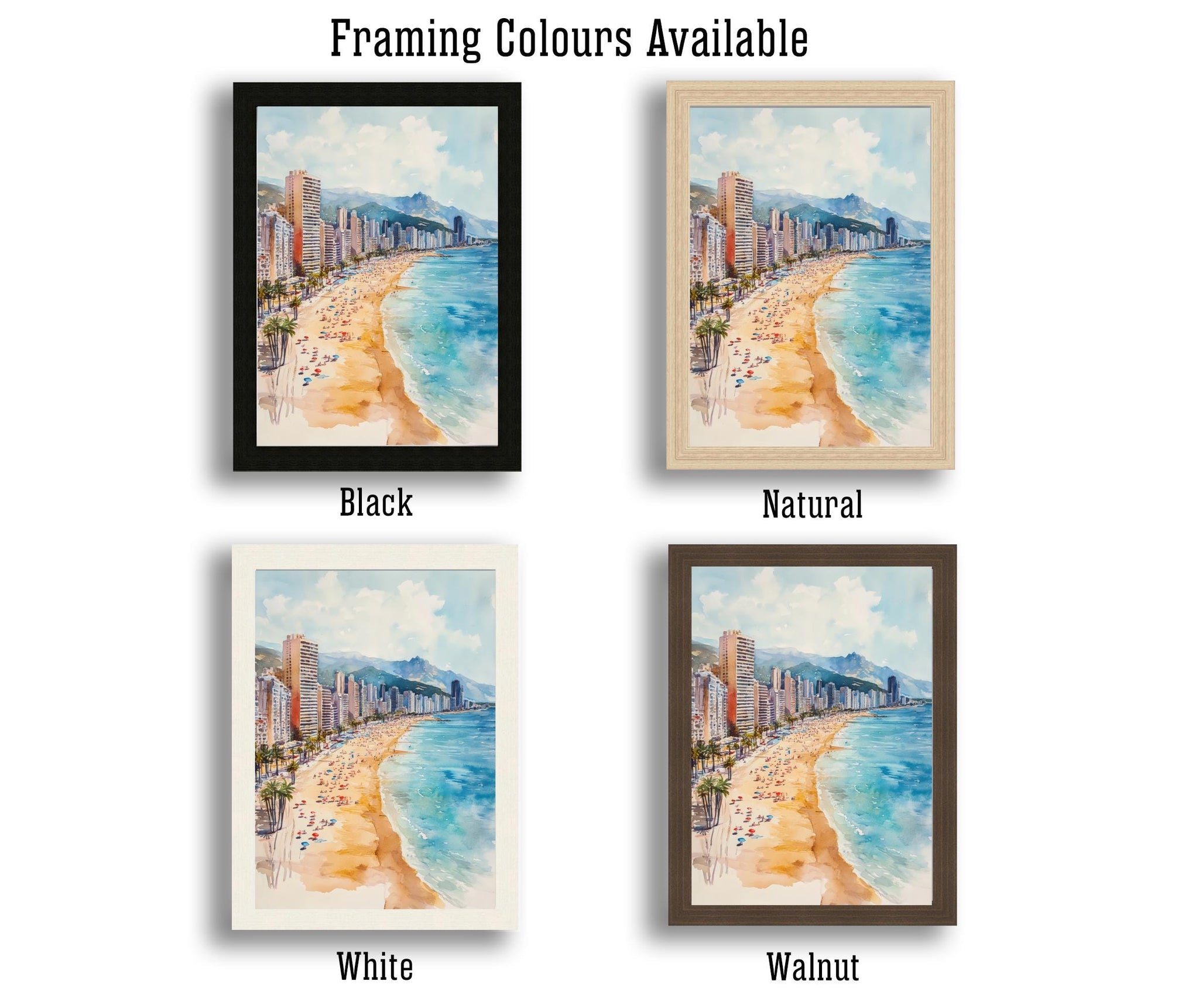 Benidorm Spain Watercolor Painting Spanish City Art Benidorm Print Scenic Beach Resort Decor Gift for Spain Lovers