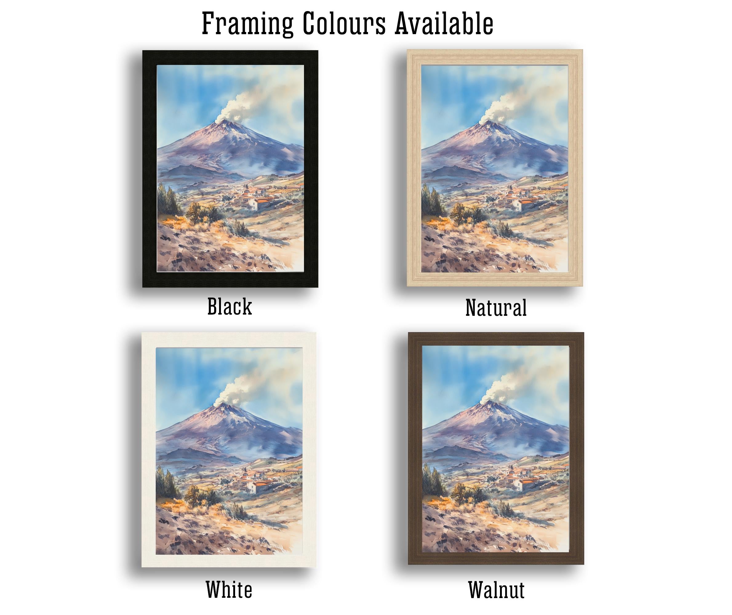 Mount Etna Watercolor Painting Sicily Volcano Art Mount Etna Print Scenic Mountain Decor Gift for Sicily Lovers