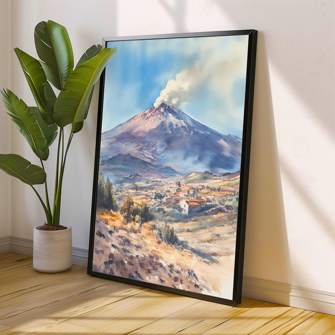 Mount Etna Watercolor Painting Sicily Volcano Art Mount Etna Print Scenic Mountain Decor Gift for Sicily Lovers
