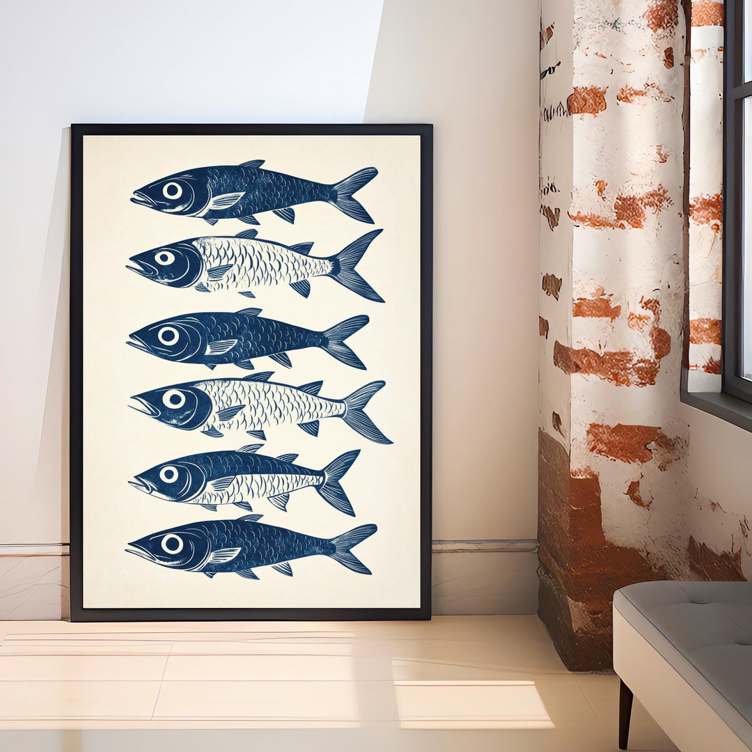 Mackerel Kitchen Poster Vintage Fish Art Print Coastal Kitchen Decor Nautical Wall Art for Cozy Homes and Seafood Lover Inspired Spaces