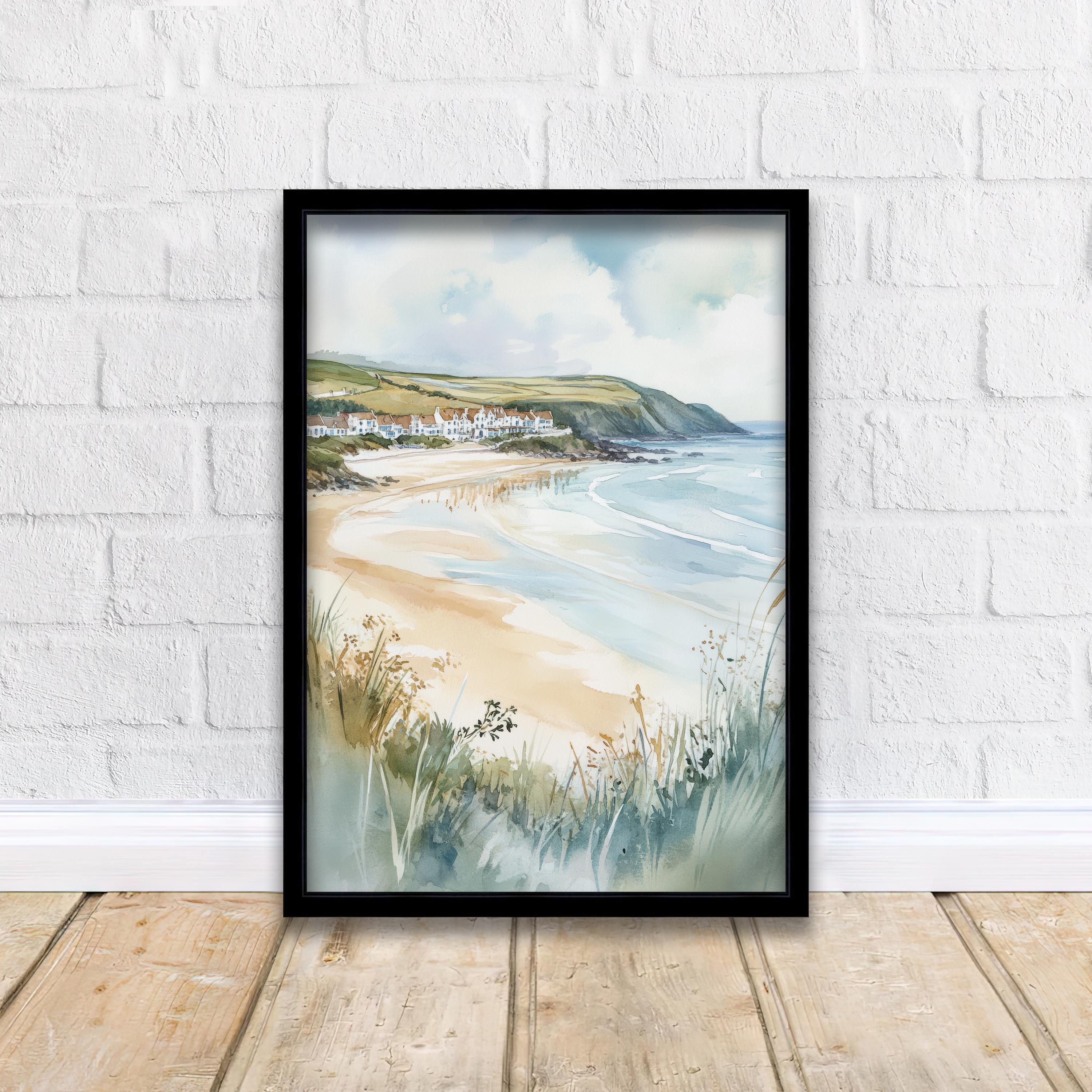 Woolacombe Watercolor Painting North Devon Beach Art Woolacombe Print Scenic Seaside Decor