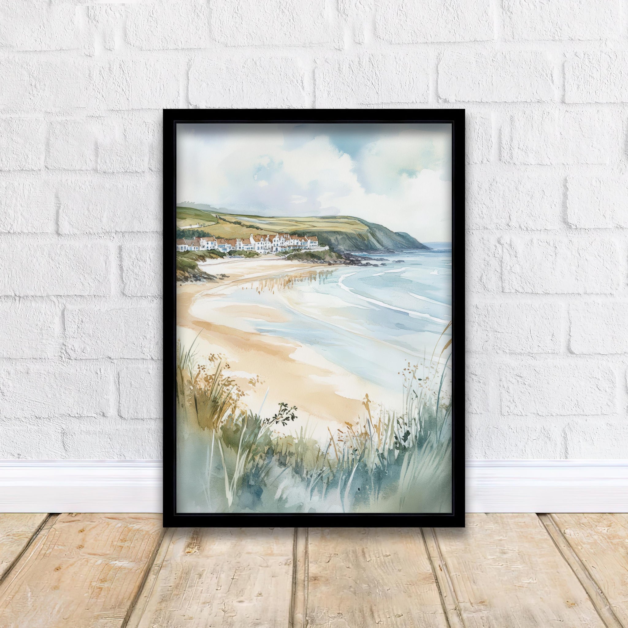 Woolacombe Watercolor Painting North Devon Beach Art Woolacombe Print Scenic Seaside Decor