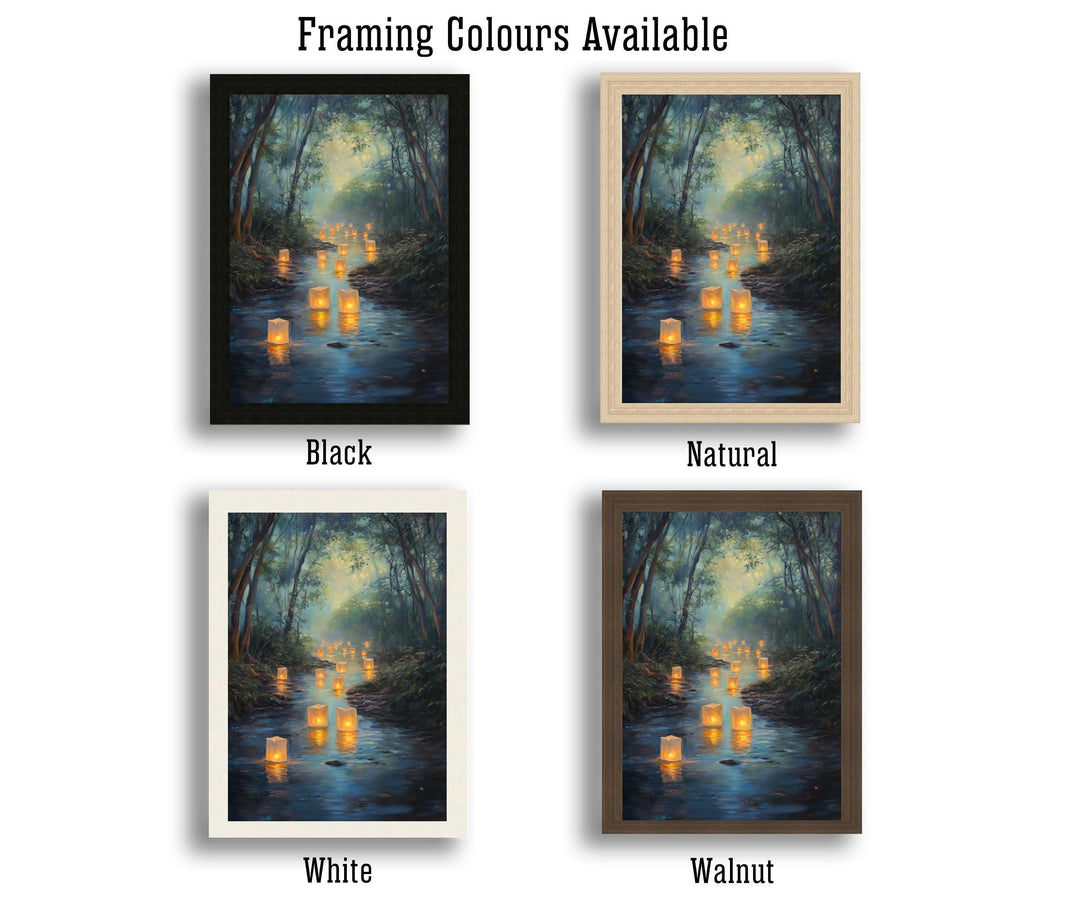 Fairy Lanterns Floating Poster Cottagecore Decor Dark Academia Art Enchanted Illustration Vintage Nature Wall Art Rustic Aesthetic