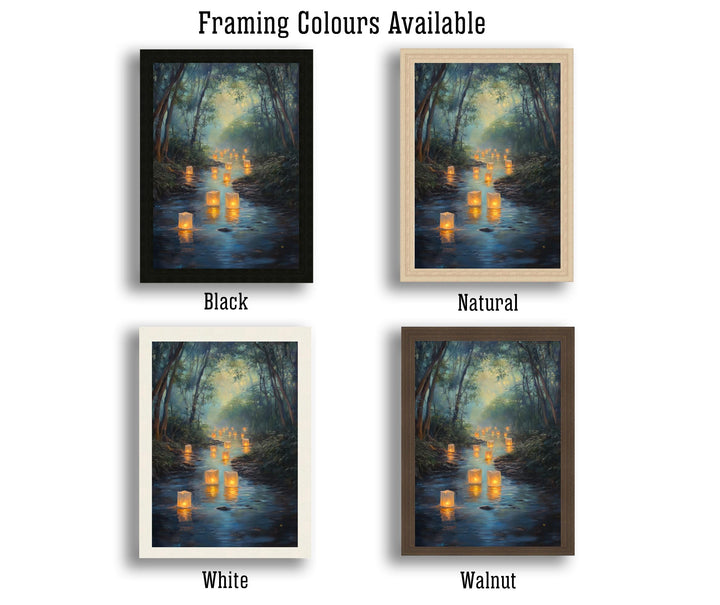 Fairy Lanterns Floating Poster Cottagecore Decor Dark Academia Art Enchanted Illustration Vintage Nature Wall Art Rustic Aesthetic