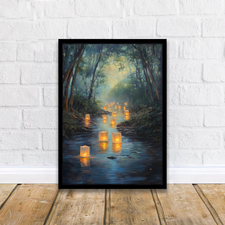 Fairy Lanterns Floating Poster Cottagecore Decor Dark Academia Art Enchanted Illustration Vintage Nature Wall Art Rustic Aesthetic
