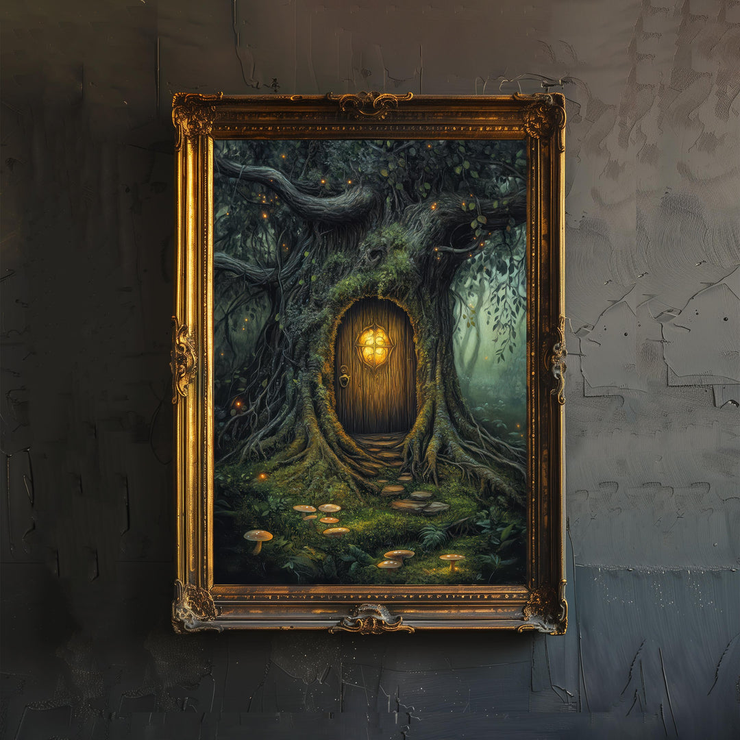Enchanted Fairy Door Art Print Cottagecore Magic Decor Whimsical Fantasy Wall Art Secret Garden Home Decor
